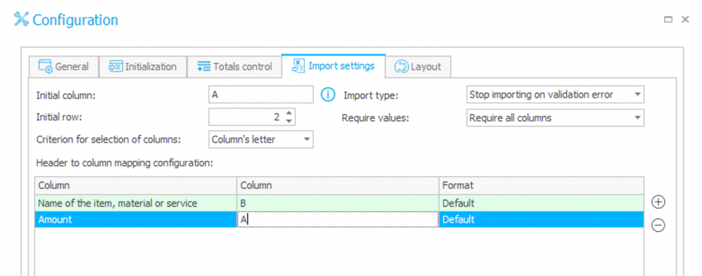 The image shows how to configure the import process